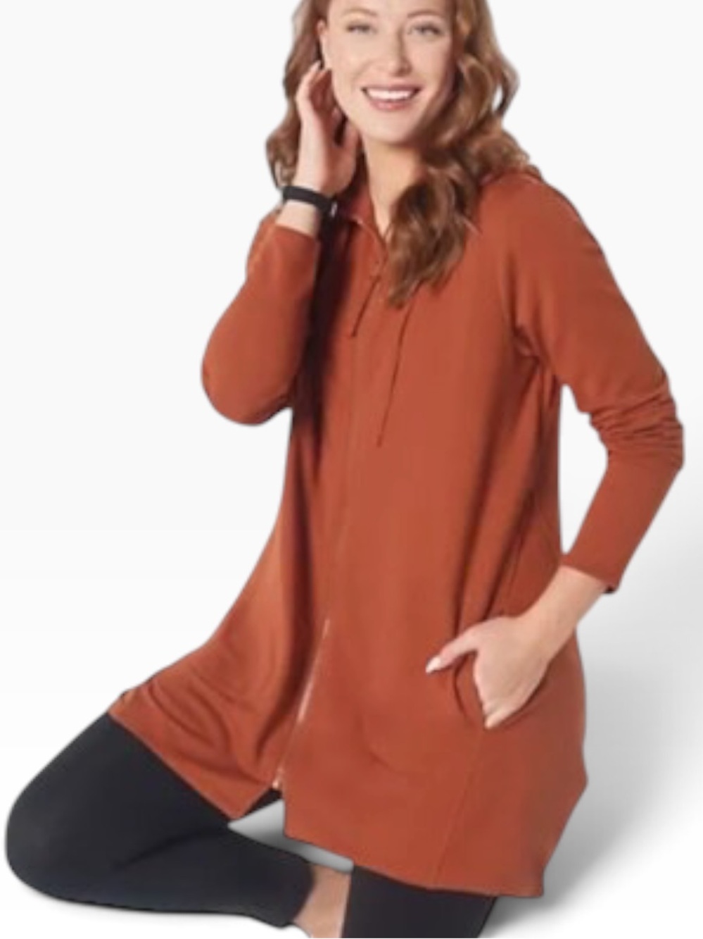 LOGO by Lori Goldstein•French Terry Hoodie Tunic Full Front Zip